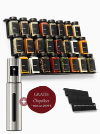 24er Gewürzgläser-Set mit Regal + GRATIS Ölsprüher