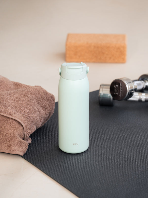 Trinkflasche | Edelstahl | Mit Strohhalm