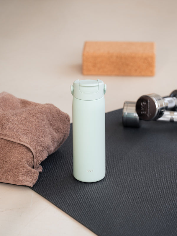 Trinkflasche | Edelstahl | Mit Strohhalm