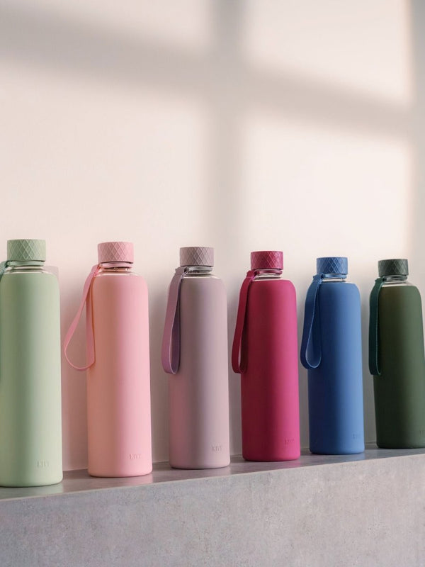 Trinkflasche | Glas mit Silikonschutz
