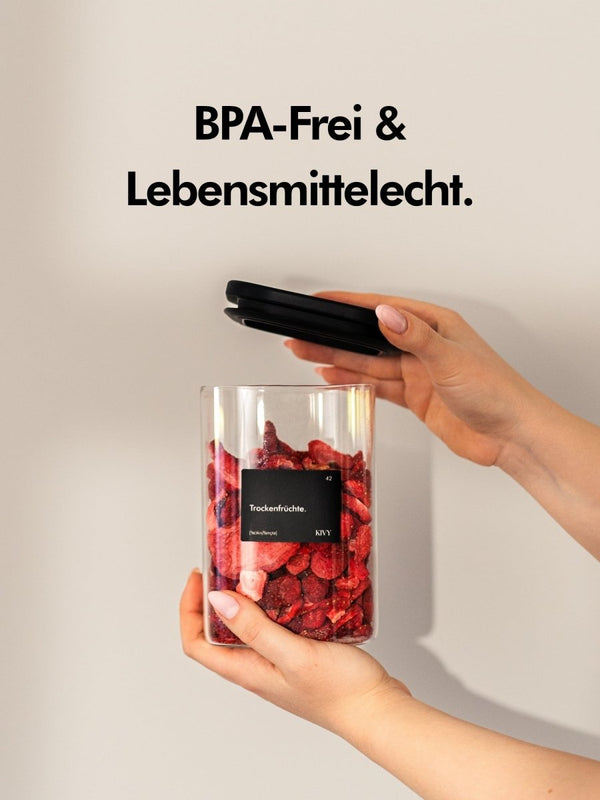 Vorratsgläser mit transparentem Glasdeckel | Schwarz